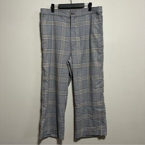 Abercrombie women’s Plaid XL Stretchy Trouser Pants Navy Brown Business Casual